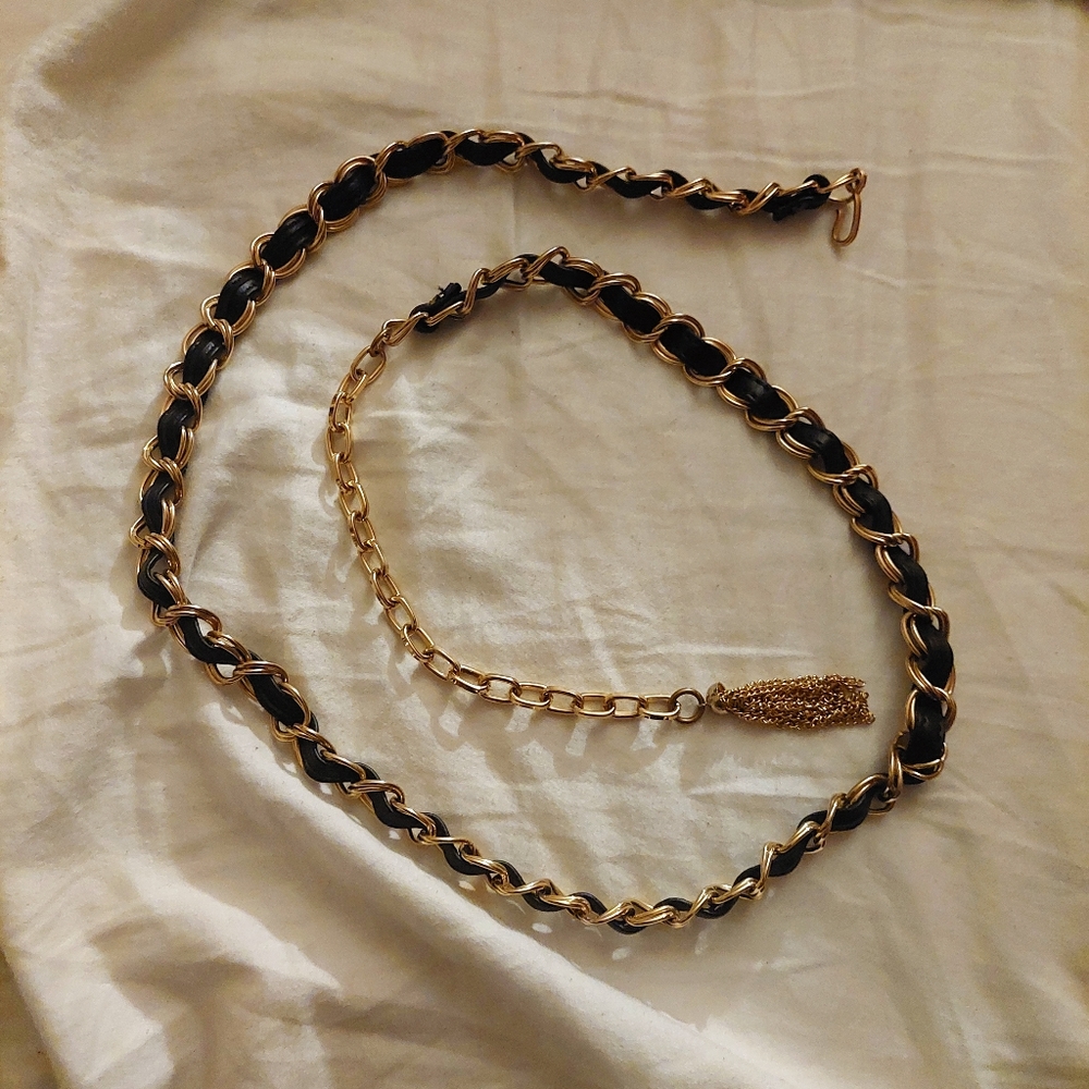 Fancy Leather-Chain Interwoven Belt